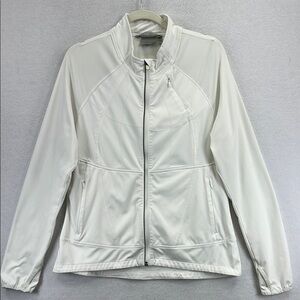 Athleta Women’s Jacket Sz XL White Polyester & Spandex 3 Front Pockets EUC